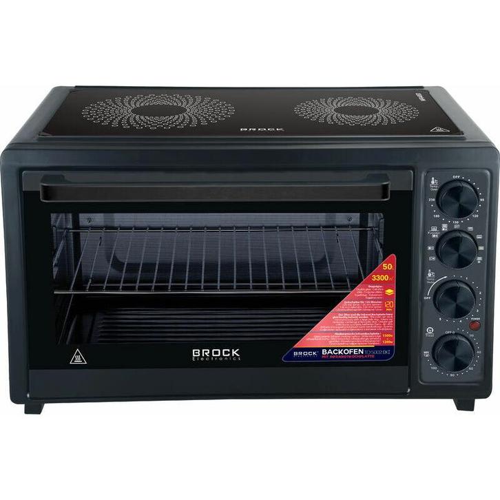 BROCK Elektrische Mini Oven 50L met 2 Keramische Kookplaten, Witgoed en Apparatuur, Ovens, Ophalen of Verzenden