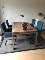 Set van 4 leren eetkamerstoelen - met sledepoot en armleunin, Overige kleuren, Nieuw, Leer, Ophalen of Verzenden