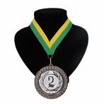 Nummer 2 medaille geel groen - Medailles, Hobby en Vrije tijd, Nieuw, Ophalen of Verzenden