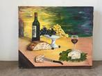 European school (XX) - Nature morte - Pain, Vin, Raisins et