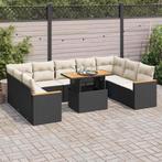 vidaXL 10-delige Loungeset met kussens poly rattan acacia, Tuin en Terras, Tuinsets en Loungesets, Verzenden, Nieuw, Rotan, Loungeset