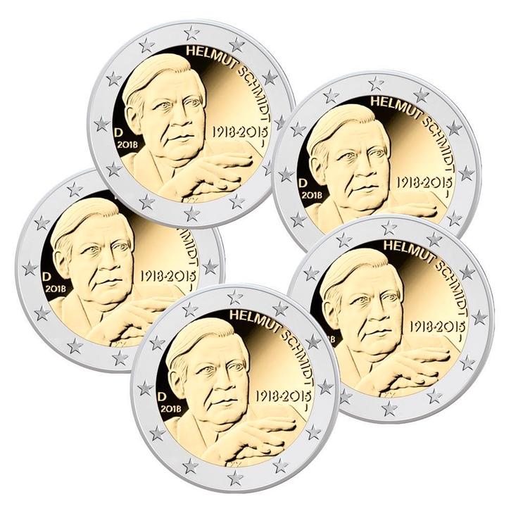 Duitsland 2 Euro Set Helmut Schmidt 2018, Postzegels en Munten, Munten | Europa | Euromunten, Verzenden