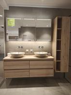 Badmeubel 160cm naturel eiken kleur met beton waskommen 0069, Huis en Inrichting, Ophalen, Nieuw, Wastafelkast