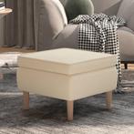 vidaXL Kruk met houten poten stof crèmekleurig, Huis en Inrichting, Stoelen, Verzenden, Nieuw