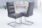 Design sledestoel COMFORT vintage grijs met RVS frame -, Huis en Inrichting, Stoelen, Ophalen of Verzenden, Nieuw