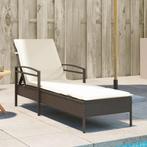 vidaXL Ligbed met kussen 63x200x81 cm poly rattan bruin, Verzenden, Nieuw