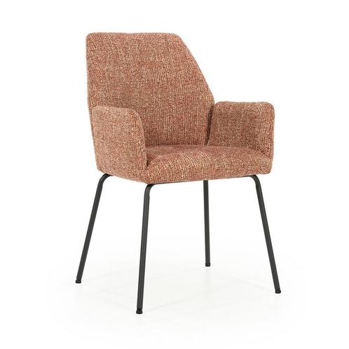 *WOONWINKEL* Eleonora Indy Stoel Met Armleuningen Rood Gewev, Huis en Inrichting, Stoelen, Rood, Nieuw, Stof, Verzenden