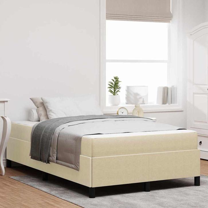 vidaXL Bedframe Lichtgroen Grijs 120 x 200 cm Katoenen stof, Huis en Inrichting, Slaapkamer | Bedden, Grijs, Nieuw, Verzenden