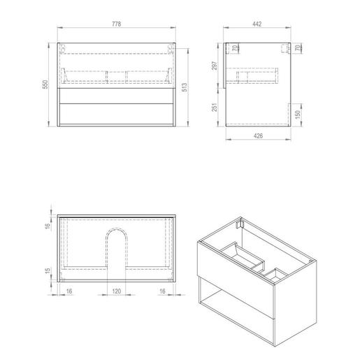Onderkast Best Design Rigatti Gefreesd 78 cm Mat Wit, Doe-het-zelf en Verbouw, Sanitair, Ophalen of Verzenden