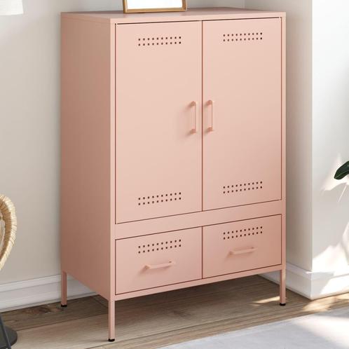 vidaXL buffetkast 68x39x101,5 cm staal roze, Huis en Inrichting, Kasten | Buffetkasten, 25 tot 50 cm, Nieuw, Metaal, 100 tot 150 cm