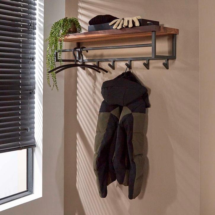 Kapstok Jeroen 6 haken met hoedenplank, Huis en Inrichting, Woonaccessoires | Kapstokken, Verzenden
