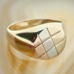 Tricolor gouden heren zegelring (herenring, Gouden Ringen), Sieraden, Tassen en Uiterlijk, Ringen, Gebruikt, Overige kleuren, 20 of groter