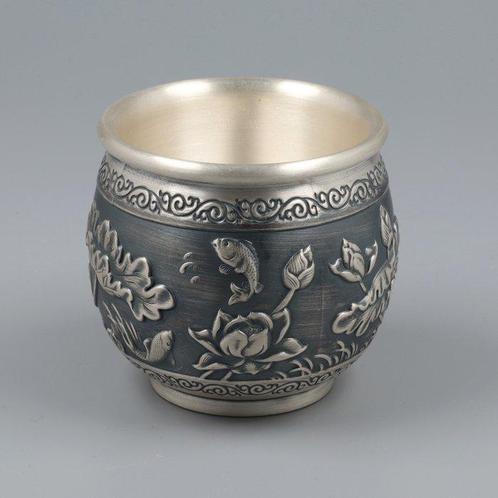 Suzhou Yinlou (China 999silver) - Theekopje - .999 zilver, Antiek en Kunst, Antiek | Goud en Zilver