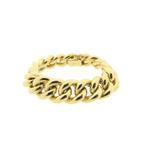 Gouden gourmetschakel armband (Schakelarmband), Sieraden, Tassen en Uiterlijk, Armbanden, Ophalen of Verzenden, Gebruikt, Overige kleuren