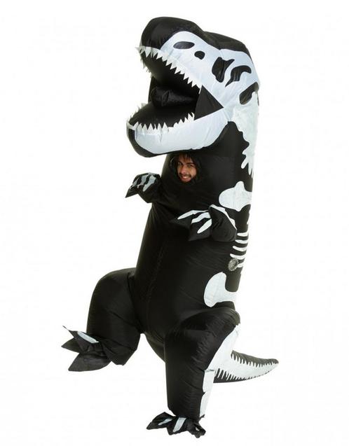 KIMU® Opblaas Kostuum Kinderen T-Rex Skelet 110 116 122 128, Kinderen en Baby's, Carnavalskleding en Verkleedspullen, Nieuw, Ophalen of Verzenden