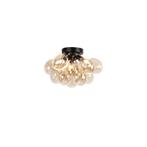 Design plafondlamp zwart met amber glas 3-lichts - Uvas, Huis en Inrichting, Lampen | Plafondlampen, Nieuw, Glas, Design