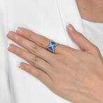 Ring - 18 karaat Witgoud - 6.14ct. tw. Topaas - Diamant, Nieuw