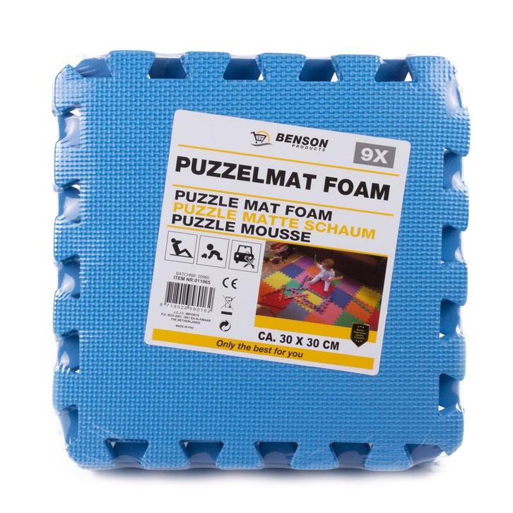 Benson Blauwe puzzel vloertegels - foam - 30 x 30 cm - se..., Kinderen en Baby's, Speelgoed | Overig, Nieuw, Ophalen of Verzenden