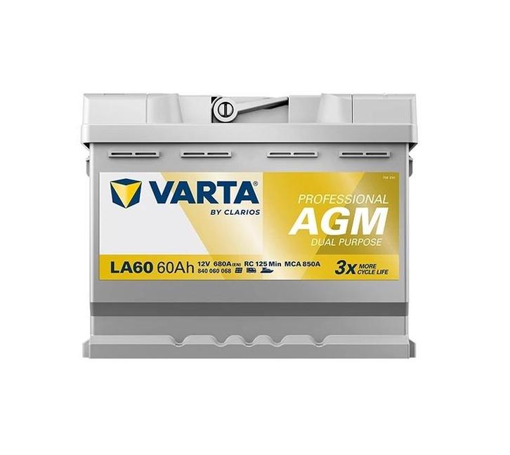Varta LA60 AGM accu 12 volt 60 ah Dual Purpose, Caravans en Kamperen, Camper-accessoires, Nieuw, Ophalen of Verzenden