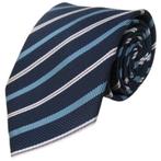 Donkerblauwe stropdas met rode en blauwe strepen, Nieuw, Met patroon, Blauw, Losse Blouse Kraagjes