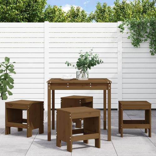 vidaXL 5-delige Tuinset massief grenenhout honingbruin, Tuin en Terras, Tuinsets en Loungesets, Tuinset, Nieuw, 5 zitplaatsen