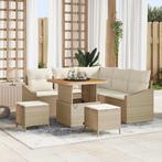 vidaXL 8-delige Tuinbankenset met kussens poly rattan acacia, Tuin en Terras, Verzenden, Nieuw, Rotan