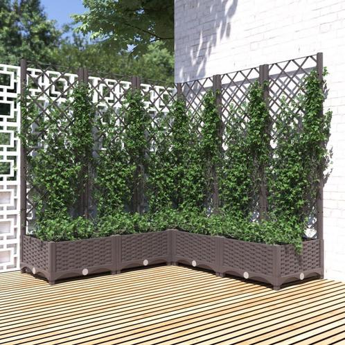 vidaXL Plantenbak met latwerk 120x120x121,5 cm polypropeen, Tuin en Terras, Bloembakken en Plantenbakken, 100 cm of meer, Nieuw
