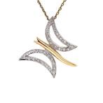 Gouden vlinder hanger met diamant 14 krt, Verzenden, Zo goed als nieuw, Wit, Goud