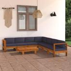 vidaXL 8-delige Loungeset met donkergrijze kussens, Tuin en Terras, Verzenden, Nieuw, Hardhout, Loungeset