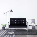 vidaXL Tweezitsbank met armleuningen chroom en fluweel zwart, Verzenden, Minder dan 150 cm, Stof, Nieuw