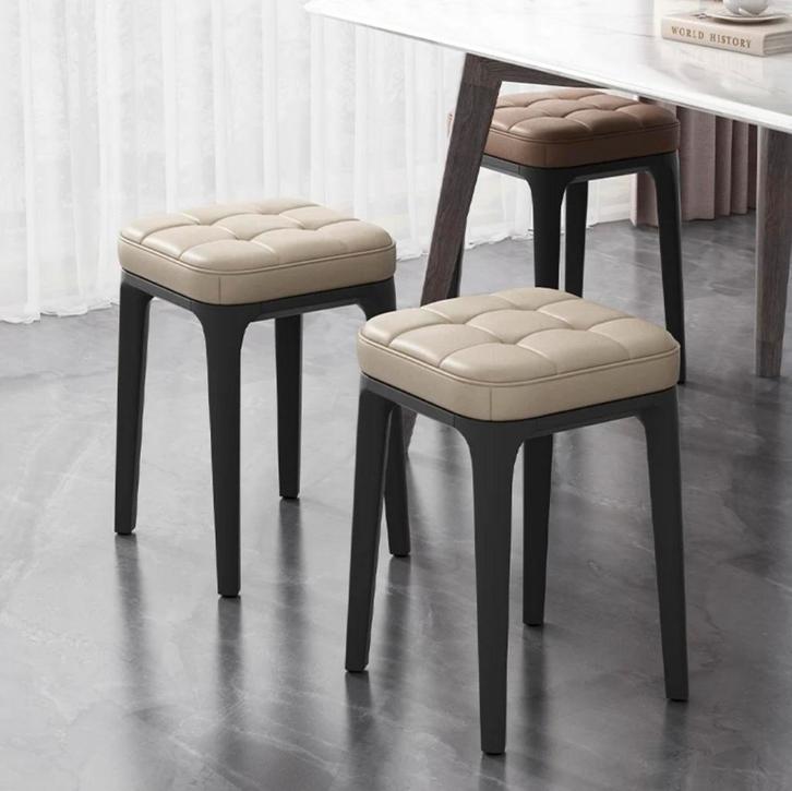 Set van 2 Gestoffeerde Kunstleren Barkrukken - Grijs, Wit, Huis en Inrichting, Stoelen, Twee, Nieuw, Kunststof, Metaal, Verzenden