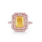 Ring - 14 karaat Roségoud - 3.76ct. tw. Geel Diamant (Fancy, Nieuw