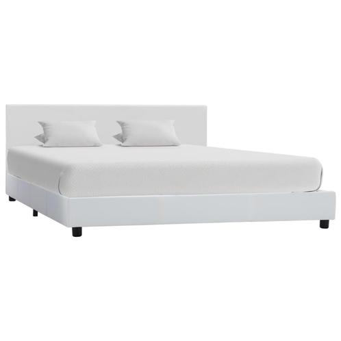 vidaXL Bedframe kunstleer wit 120x200 cm, Huis en Inrichting, Slaapkamer | Bedden, 120 cm, 200 cm, Wit, Twijfelaar, Nieuw, Overige materialen