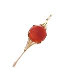 Antiek gouden broche met carneool (vintage, Gouden Broches), Sieraden, Tassen en Uiterlijk, Broches, Gebruikt, Overige kleuren