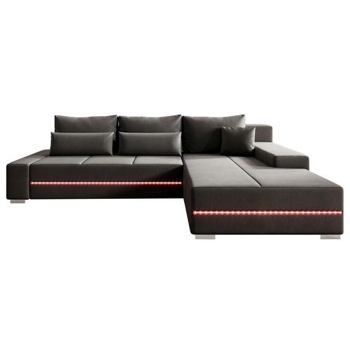 Gestoffeerde Hoekbank Davos - 260 x 72 x 180 cm - Donkergrij, Huis en Inrichting, Banken | Bankstellen, Nieuw, Verzenden