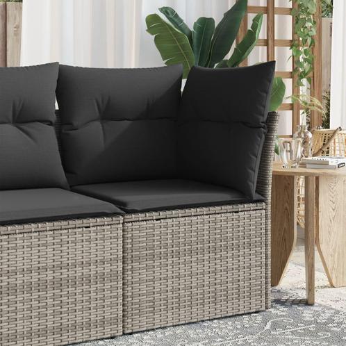 vidaXL Tuinhoekbank met kussens poly rattan grijs, Tuin en Terras, Tuinsets en Loungesets, Nieuw, Rotan, Verzenden