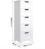 Badkamer Opbergkast Wit – 5 Laden, Smal Vrijstaand Meubel 40, Verzenden, Nieuw