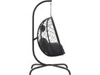 vidaXL Hangstoel met kussen poly rattan en staal, Huis en Inrichting, Stoelen, Verzenden, Zo goed als nieuw