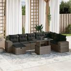 vidaXL 9-delige Loungeset met kussens poly rattan grijs, Verzenden, Nieuw, Rotan, Loungeset