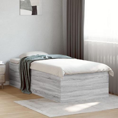 vidaXL Bedframe bewerkt hout grijs sonoma eikenkleurig, Huis en Inrichting, Slaapkamer | Bedden, 100 cm, 200 cm, Grijs, Eenpersoons