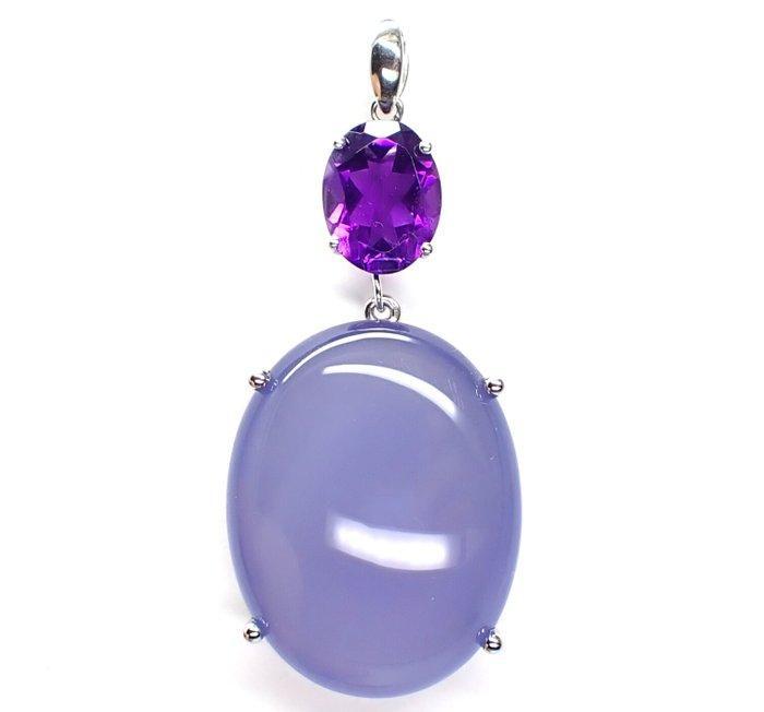Hanger - 18 karaat Witgoud - 2.07ct. tw. Chalcedoon -, Sieraden, Tassen en Uiterlijk, Antieke sieraden
