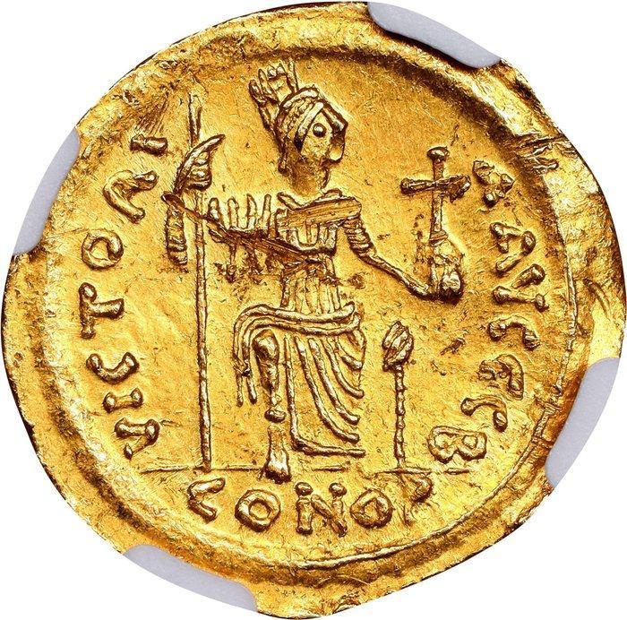 Byzantijnse Rijk. Justin II (AD 565-578). Solidus 567-578 -, Postzegels en Munten, Munten | Europa | Niet-Euromunten