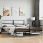 vidaXL Bedframe met voetbord zonder matras metaal zwart, Eenpersoons, Verzenden, Zwart, Nieuw