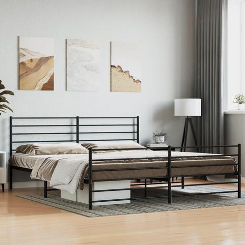 vidaXL Bedframe met voetbord zonder matras metaal zwart, Huis en Inrichting, Slaapkamer | Bedden, 80 cm, 200 cm, Zwart, Eenpersoons
