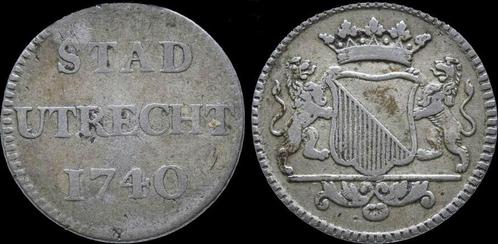 Netherlands Utrecht Stad silver duit 1740 zilver, Postzegels en Munten, Munten | Europa | Niet-Euromunten, Verzenden