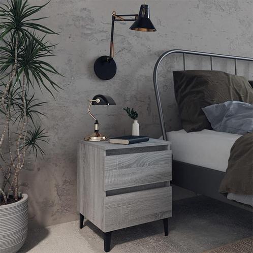 vidaXL Nachtkastjes 2 st met metalen poten 40x35x50 cm grijs, Huis en Inrichting, Slaapkamer | Nachtkastjes, Nieuw, Minder dan 45 cm