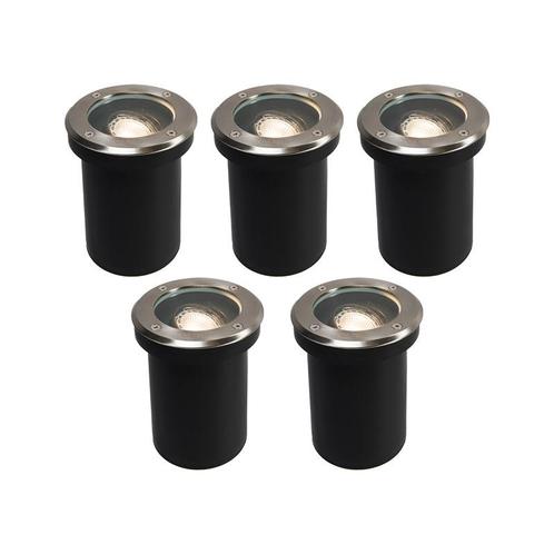 Set van 5 buiten grondspots RVS IP65 - Delux, Tuin en Terras, Buitenverlichting, Nieuw, Minder dan 50 watt, Overige materialen