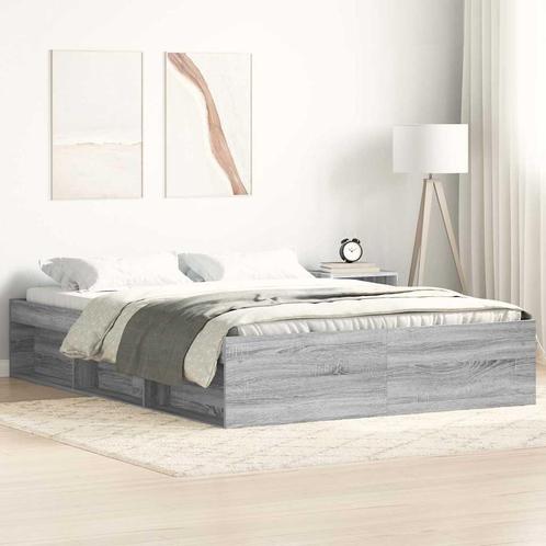 vidaXL Bedframe grijs sonoma eikenkleurig 140x200 cm, Huis en Inrichting, Slaapkamer | Bedden, 140 cm, 200 cm, Grijs, Tweepersoons