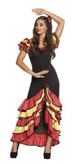 Spaanse Jurk Flamenco Rood Geel, Kleding | Dames, Carnavalskleding en Feestkleding, Nieuw, Verzenden