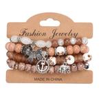 Fako Bijoux® - Armband Set - Boho - Bedels - Beige/Bruin, Verzenden, Nieuw
